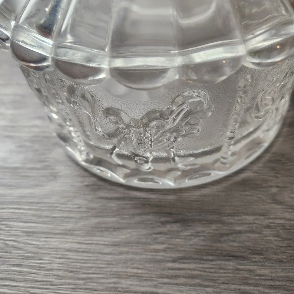Vintage Clear‎ Pressed Glass Carousel Trinket Box Lidded Candy Dish Horse Swan